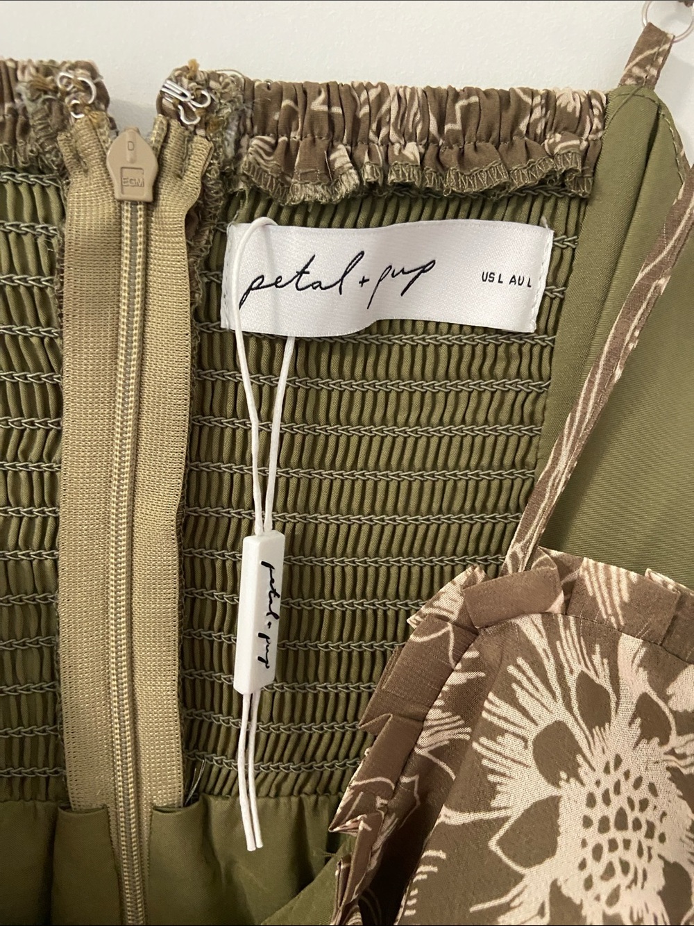 Petal & Pup Ashton Midi Dress Olive Floral - Picture 6 of 11